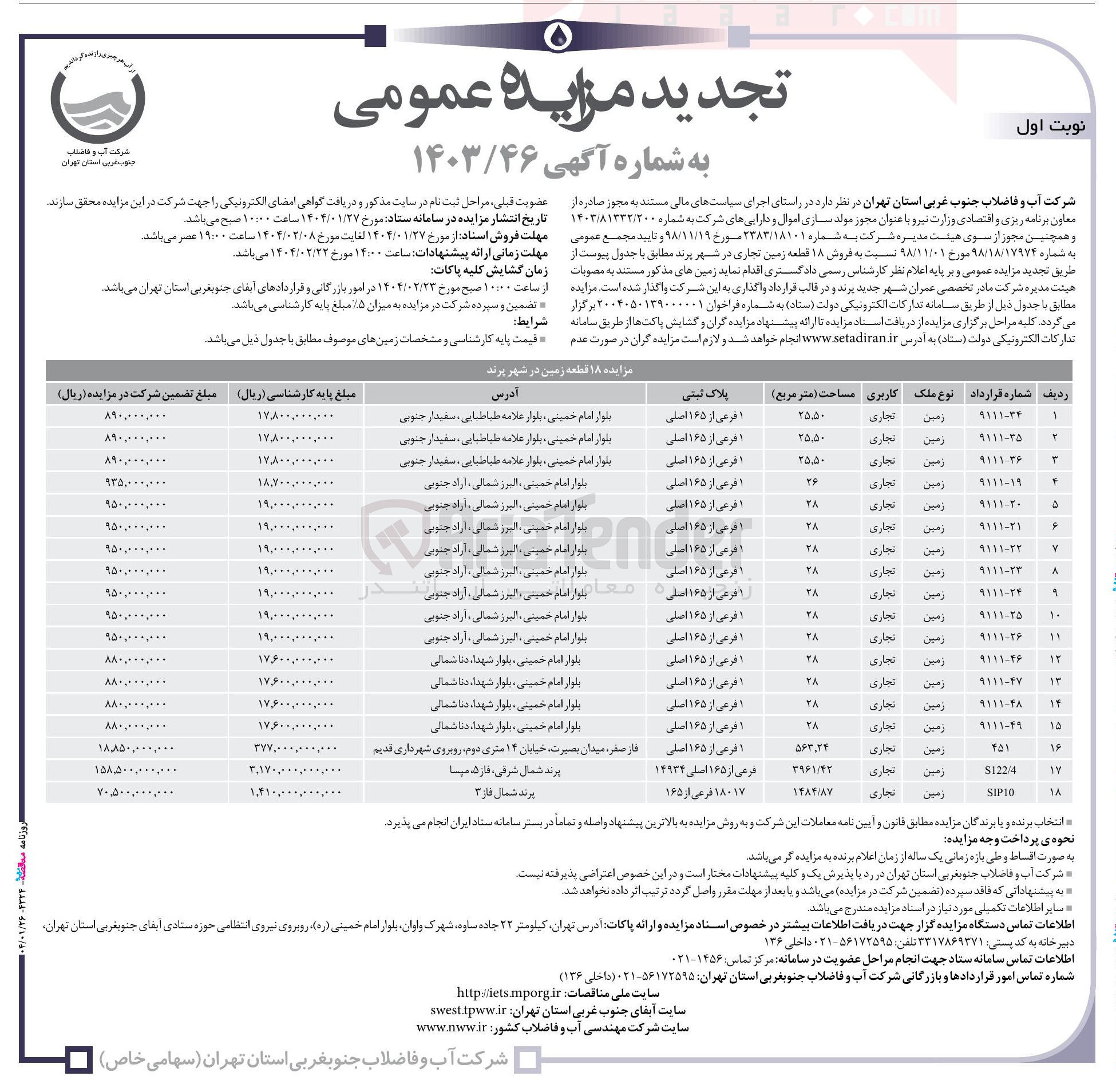 تصویر کوچک آگهی فروش ۱۸ قطعه زمین تجاری