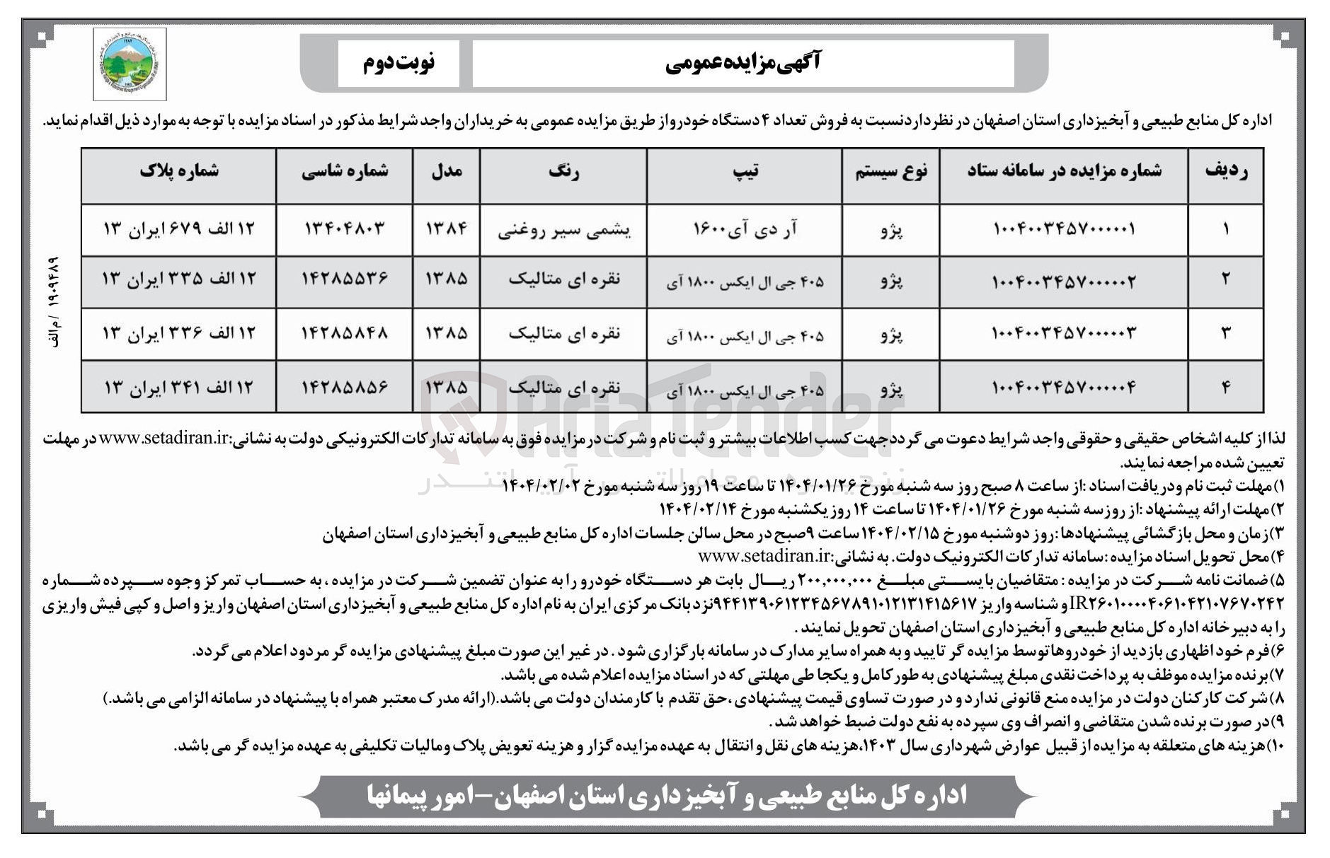 تصویر کوچک آگهی  فروش تعداد ۴ دستگاه خودرو 