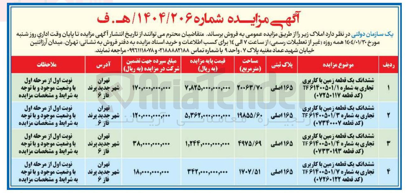 تصویر کوچک آگهی فروش املاک در 4 ردیف با کاربری تجاری