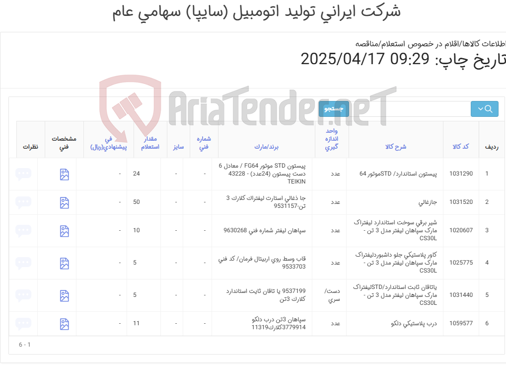 تصویر کوچک آگهی لوازم یدکی لیفتراک سپاهان 3تن