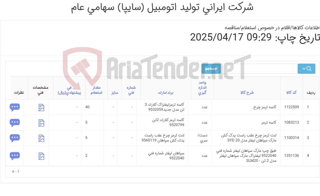 تصویر کوچک آگهی کاسه ترمز لنت طبق