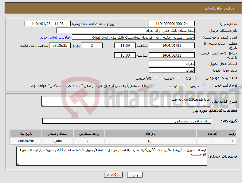 تصویر کوچک آگهی نیاز انتخاب تامین کننده-مربا هویج30گرمی به صبا