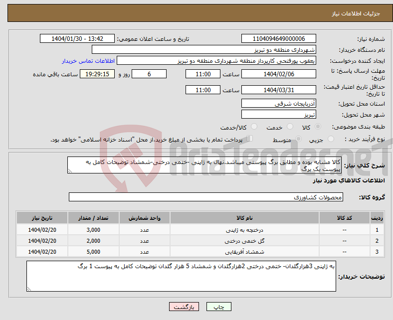 تصویر کوچک آگهی نیاز انتخاب تامین کننده-کالا مشابه بوده و مطابق برگ پیوستی میباشد.نهال به ژاپنی -ختمی درختی-شمشاد توضیحات کامل به پیوست یک برگ