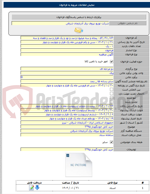 تصویر کوچک آگهی خرید کابل خودنگهدار ۹۵*۳