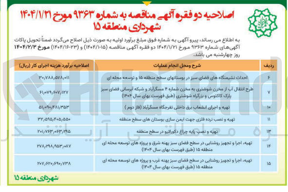 تصویر کوچک آگهی تهیه و نصب نرده فلزی جهت ایمن سازی بوستان های سطح منطقه