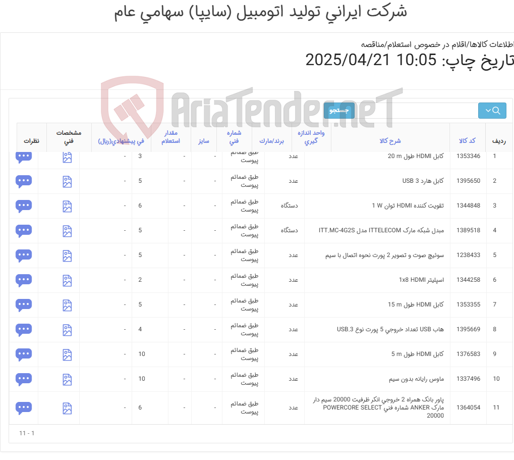 تصویر کوچک آگهی 11 آیتم سوئیچ ، موس و ... (طبق ضمائم پیوست