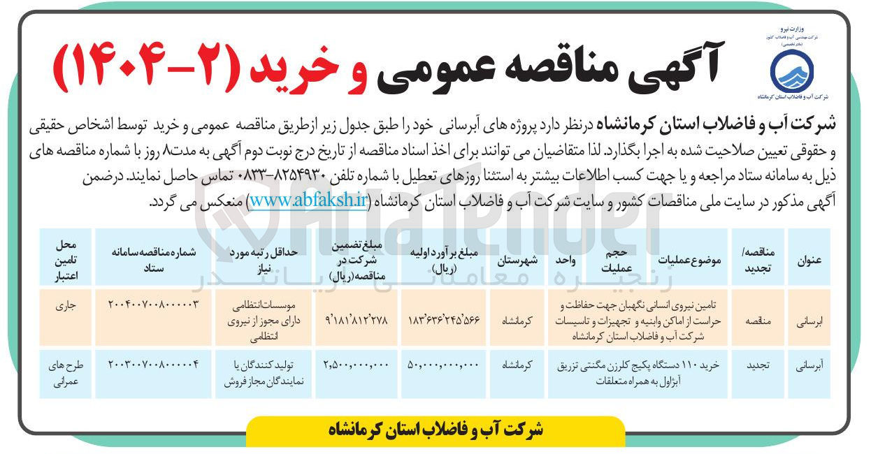 تصویر کوچک آگهی خرید ۱۱۰ دستگاه پکیج کلرزن مگنتی تزریق ابزاول به همراه متعلقات 
