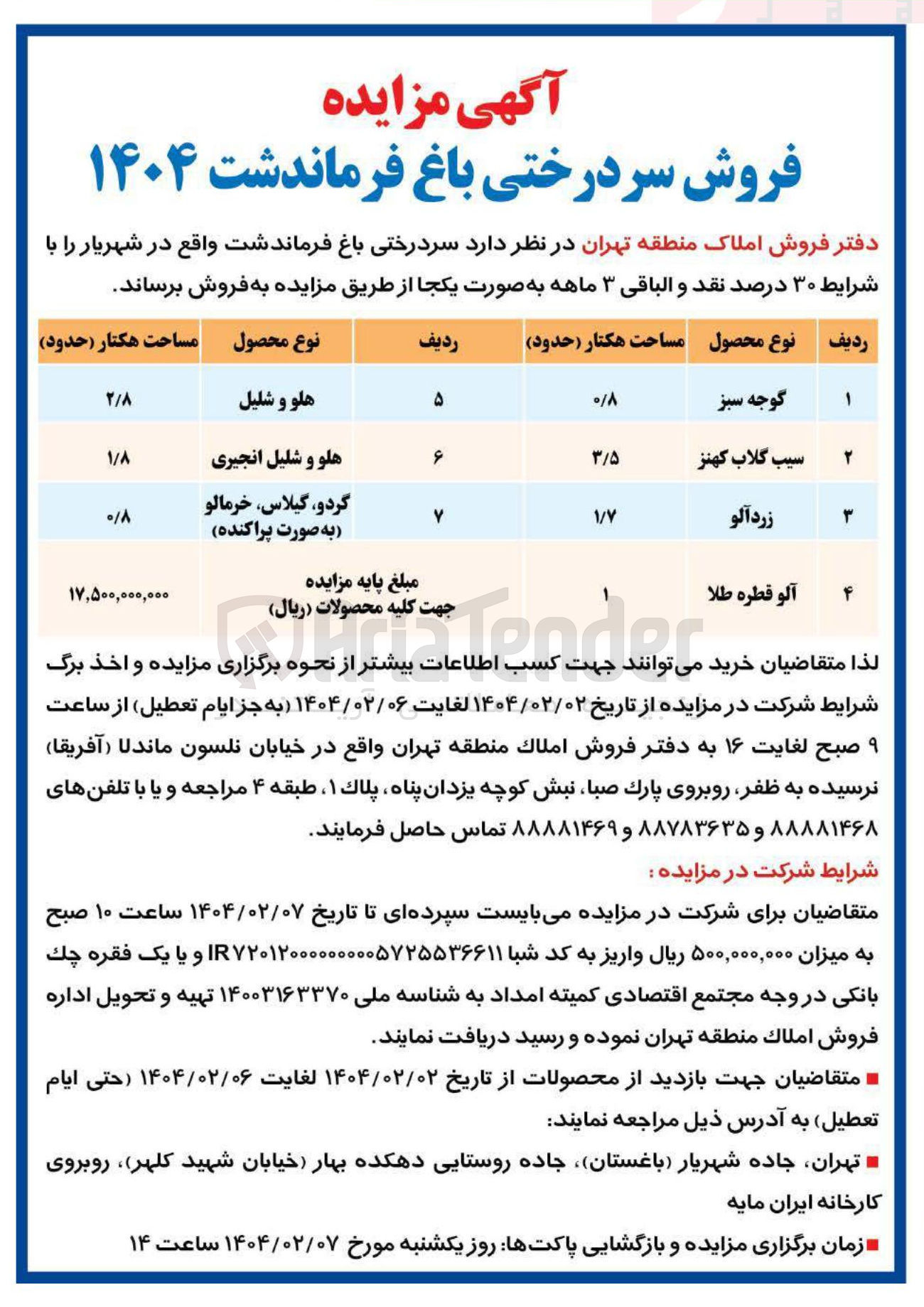 تصویر کوچک آگهی فروش سردرختی با محصولات گوجه سبز - سیب گلاب - زردآلو - آلو قطره طلا