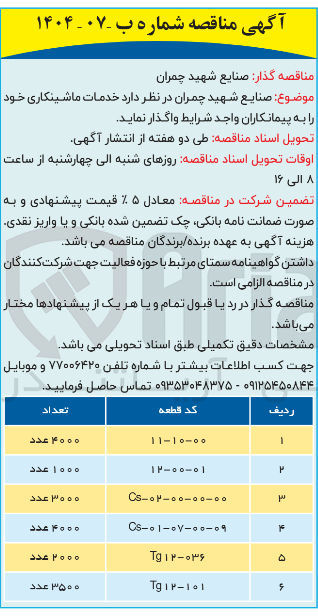 تصویر کوچک آگهی  خدمات ماشینکاری