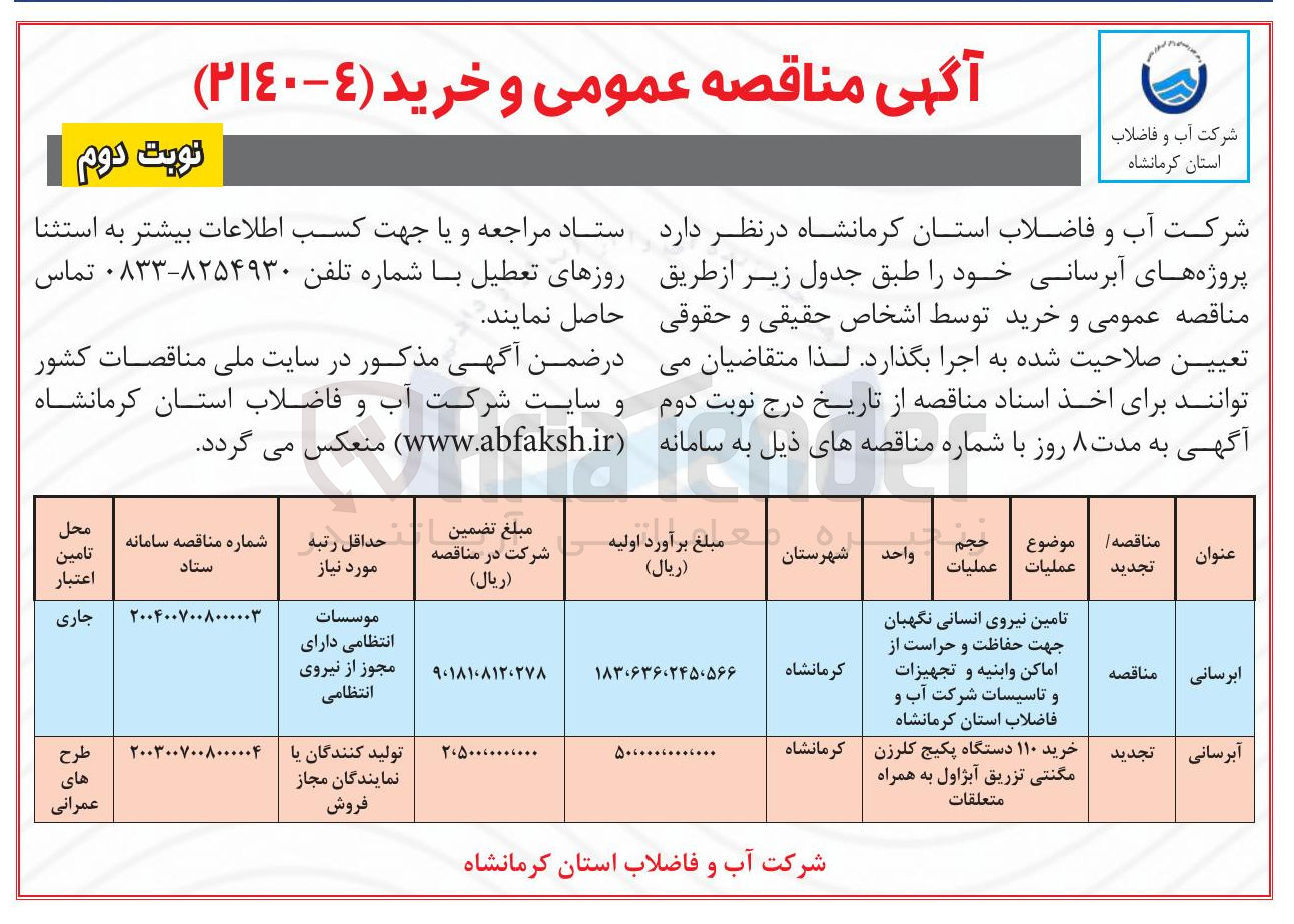 تصویر کوچک آگهی خرید ۱۱۰ دستگاه پکیج کلرزن مگنتی تزریق آبژاول به همراه متعلقات 