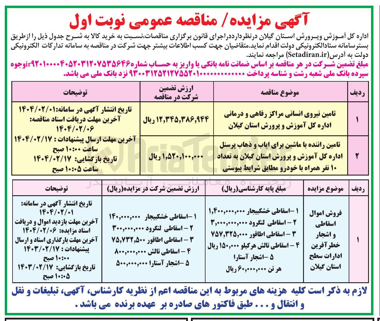 تصویر کوچک آگهی تامین نیروی انسانی مراکز رفاهی و درمانی