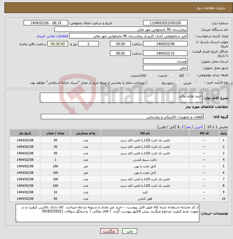 تصویر کوچک آگهی نیاز انتخاب تامین کننده-خرید لوازم برقی
