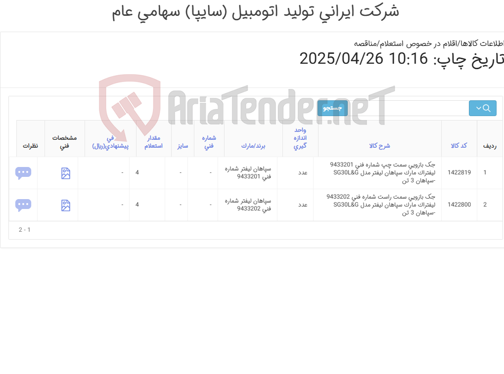 تصویر کوچک آگهی جک بازویی چپ و راست لسفتراک سپاهان 3 تن