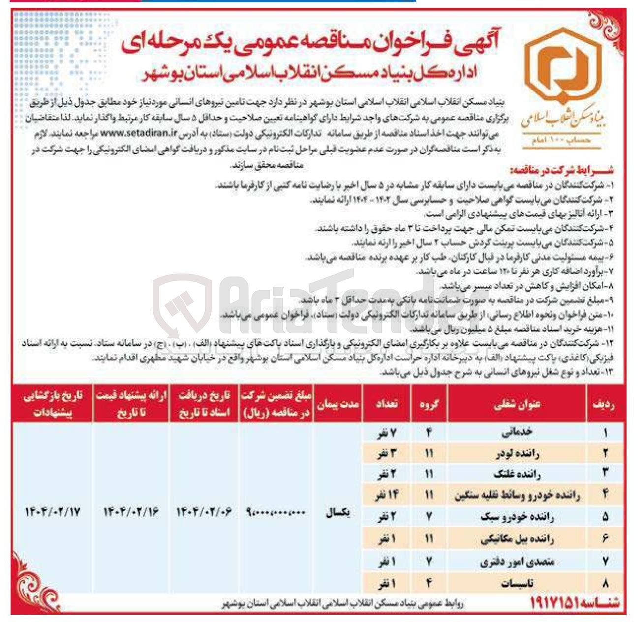 تصویر کوچک آگهی تامین نیروهای انسانی 