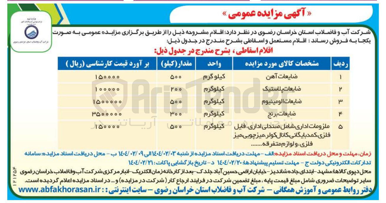 تصویر کوچک آگهی فروش ضایعات آهن، پلاستیک، آلومینیوم، برنج و ملزومات اداری 
