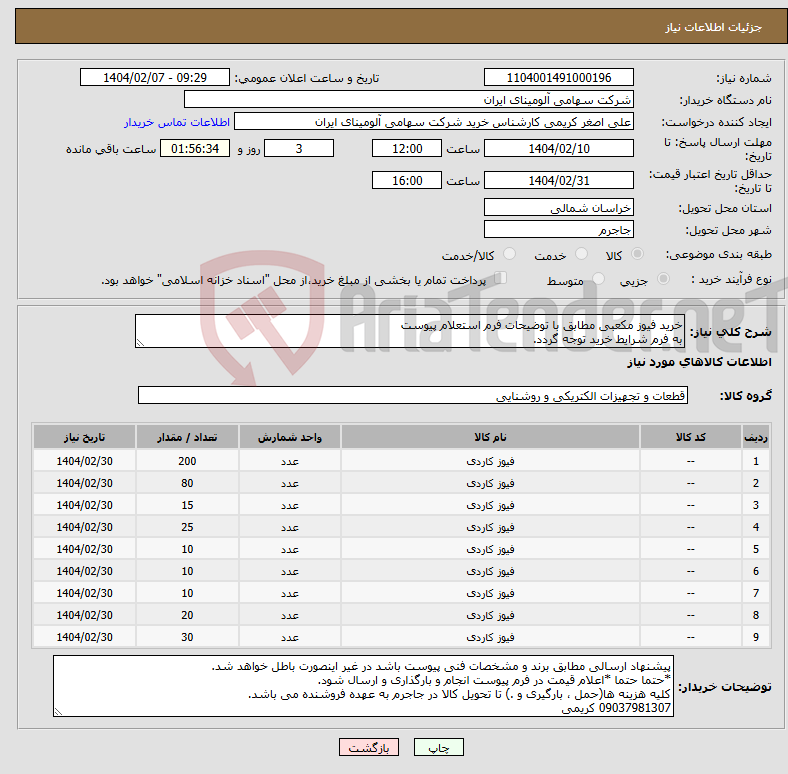 تصویر کوچک آگهی نیاز انتخاب تامین کننده-خرید فیوز مکعبی مطابق با توضیحات فرم استعلام پیوست به فرم شرایط خرید توجه گردد.