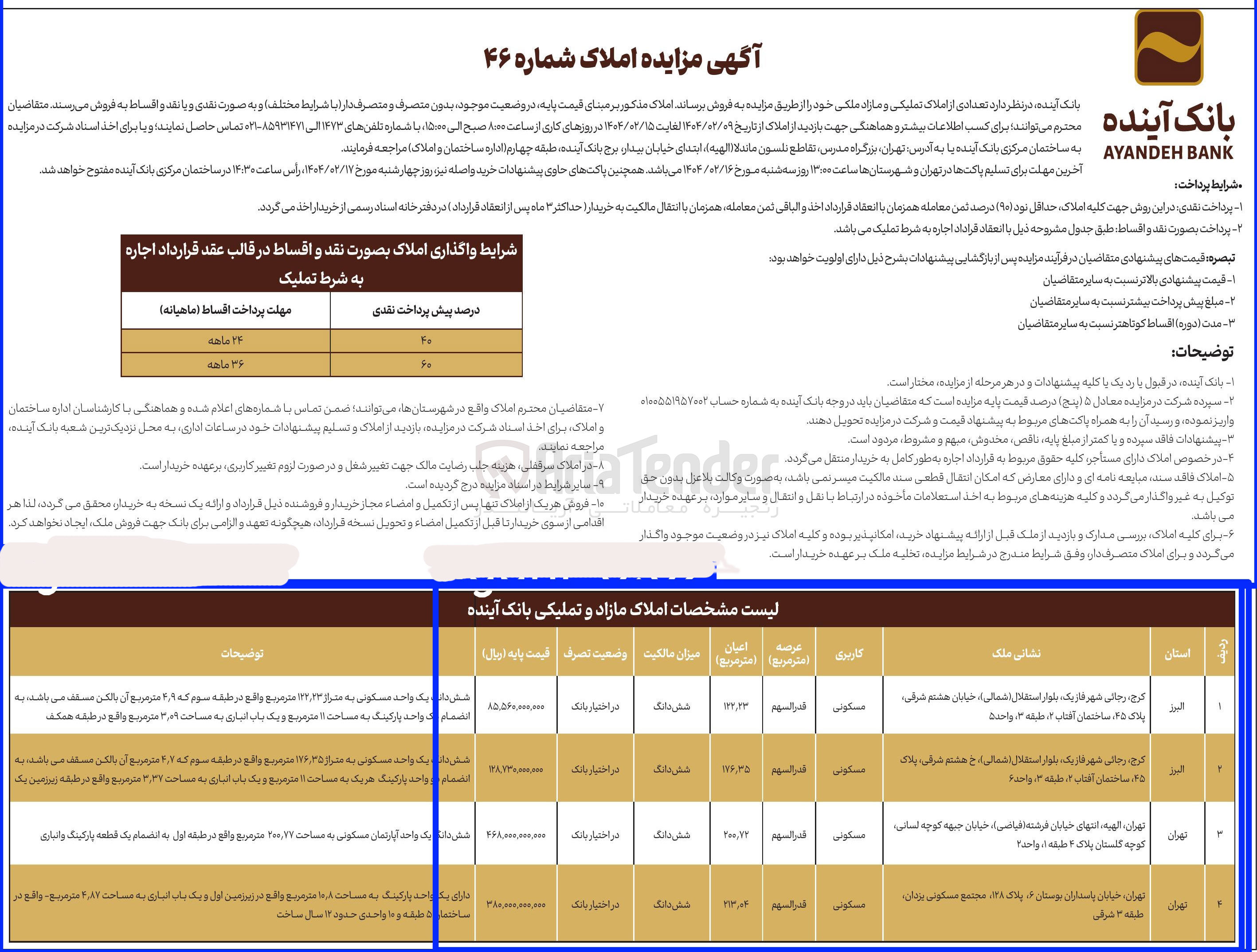 تصویر کوچک آگهی فروش تعدادی از املاک در 4 ردیف با کاربری مسکونی