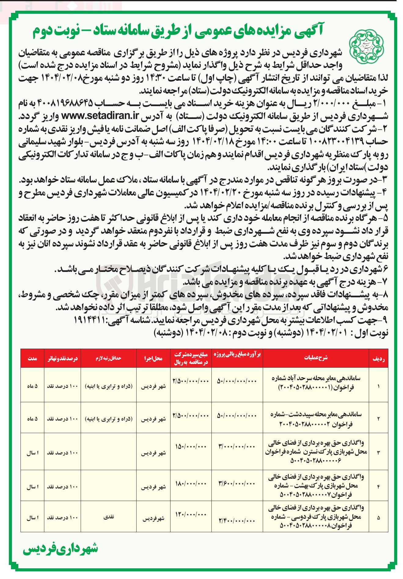 تصویر کوچک آگهی ساماندهی معابر