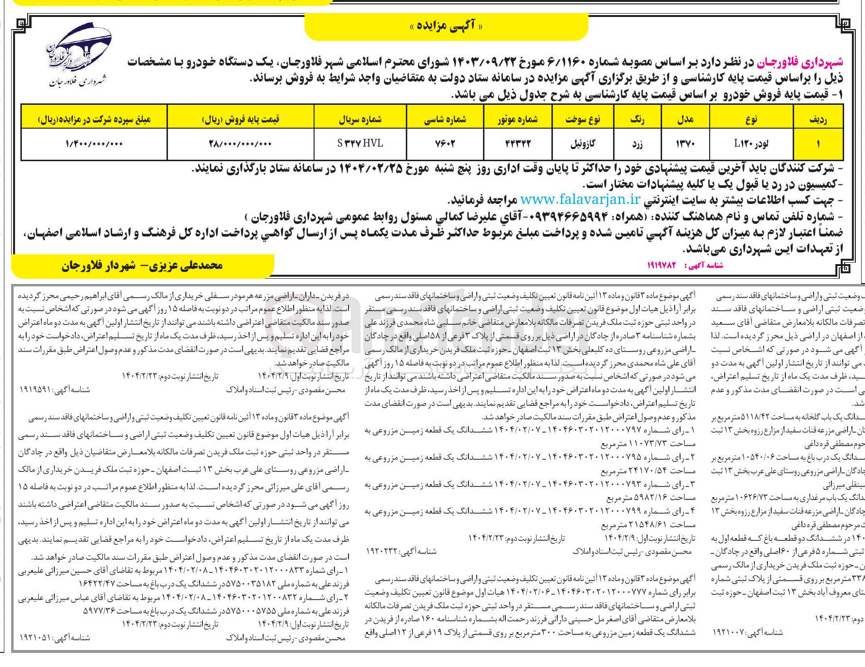 تصویر کوچک آگهی فروش یک دستگاه خودرو لودر L120