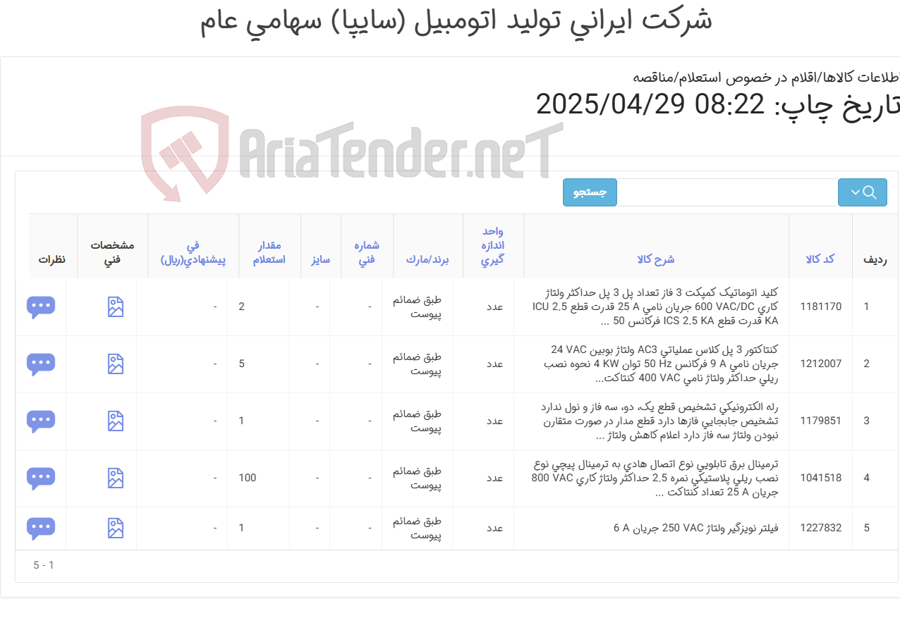 تصویر کوچک آگهی 5آیتم ترمینال،رله ،کنتاکتور و ... (تحویل فوری