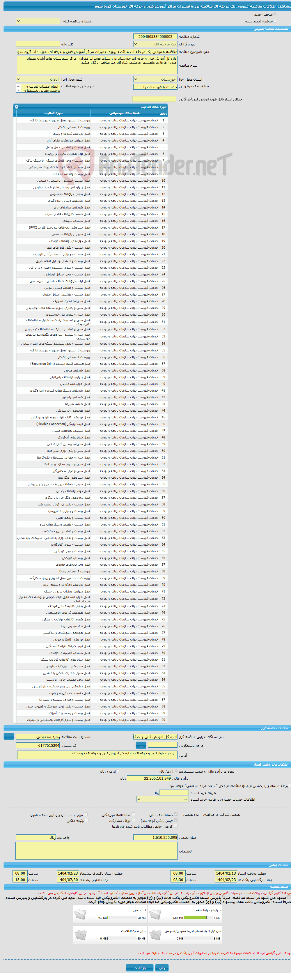 تصویر کوچک آگهی مناقصه عمومی یک مرحله ای مناقصه پروژه تعمیرات مراکز آموزش فنی و حرفه ای خوزستان گروه سوم