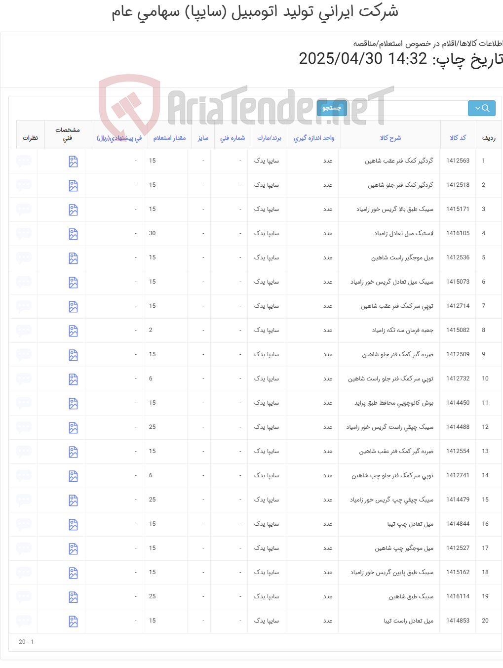 تصویر کوچک آگهی اوازم یدکی خودرو سبک سواری و وانت زامیاد