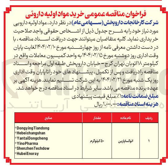 تصویر کوچک آگهی انوکساپارین