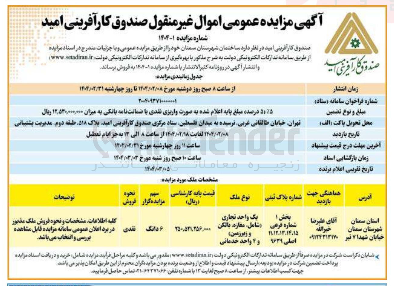 تصویر کوچک آگهی فروش یک واحد تجاری 