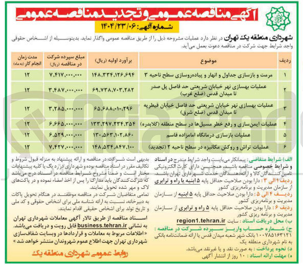 تصویر کوچک آگهی عملیات ایمن سازی و رفع خطر مسیل ها در سطح منطقه