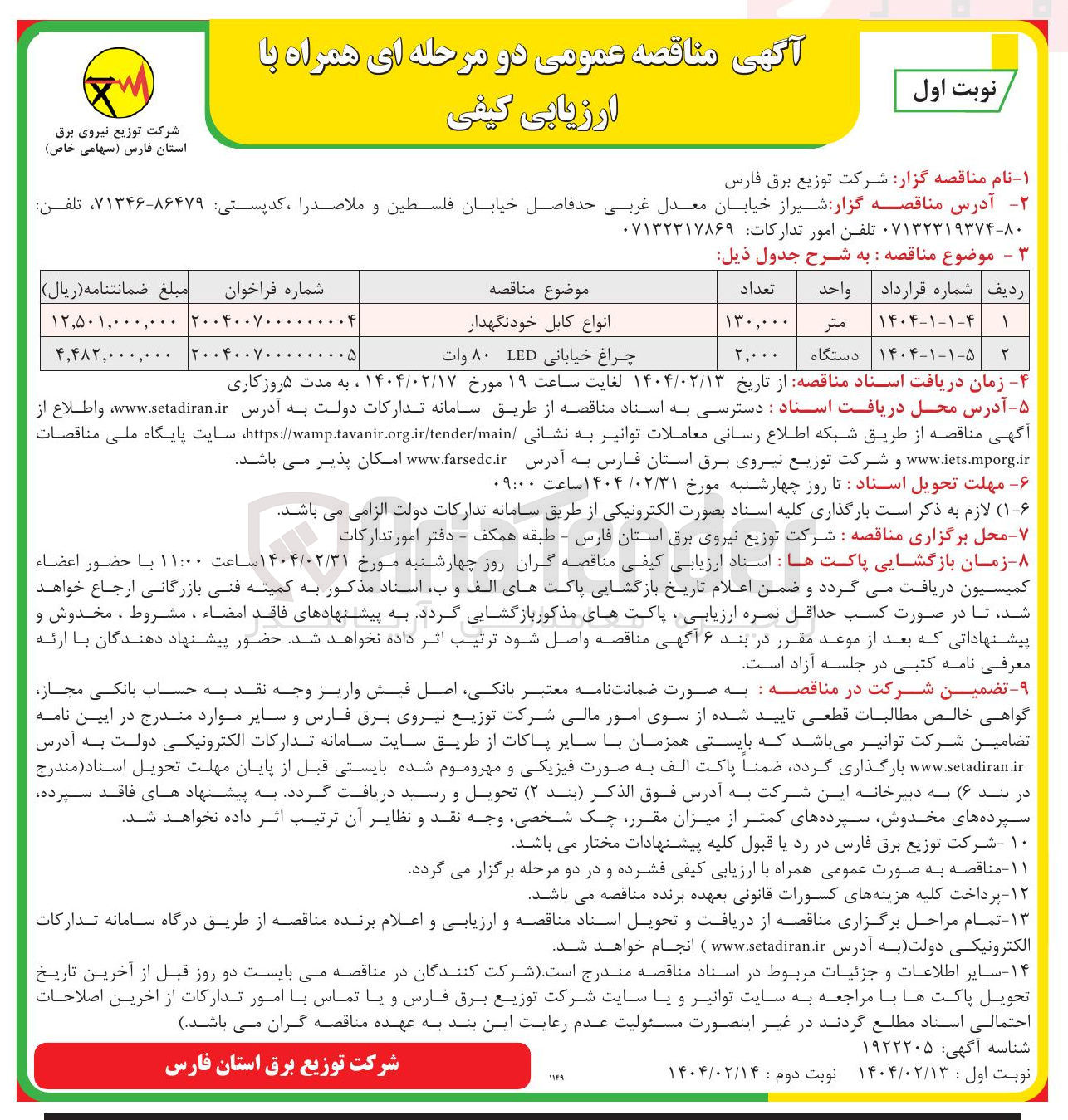 تصویر کوچک آگهی تامین انواع کابل خودنگهدار