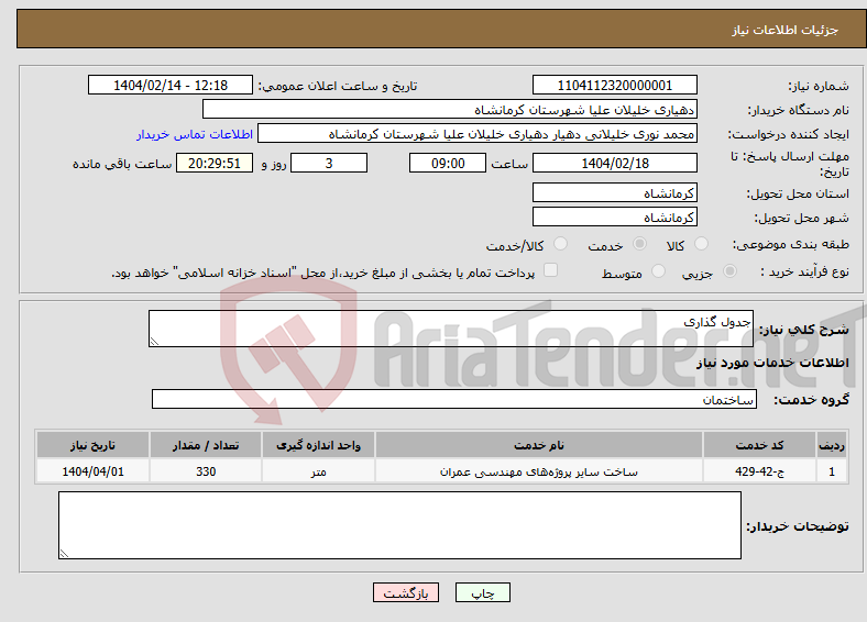 تصویر کوچک آگهی نیاز انتخاب تامین کننده-جدول گذاری 
