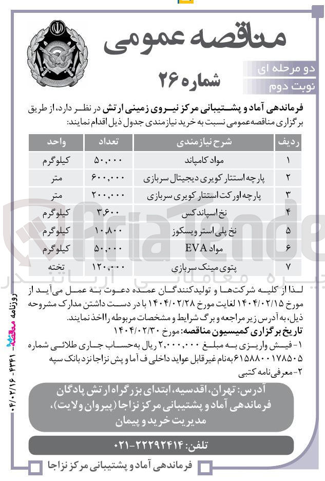 تصویر کوچک آگهی خرید مواد کامپاند 50.000 کیلوگرم