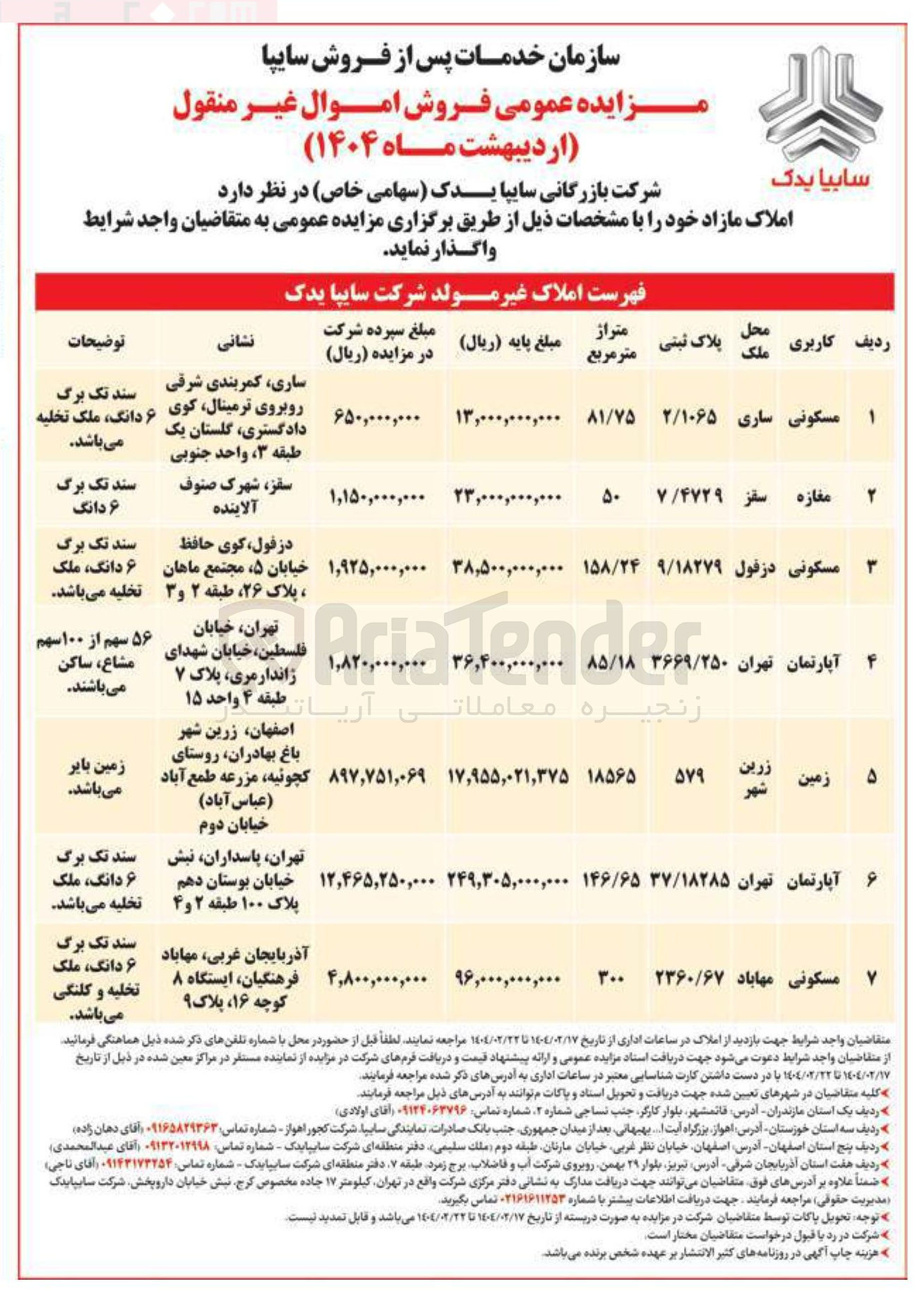 تصویر کوچک آگهی فروش املاک در 7 ردیف با کاربری مسکونی، تجاری