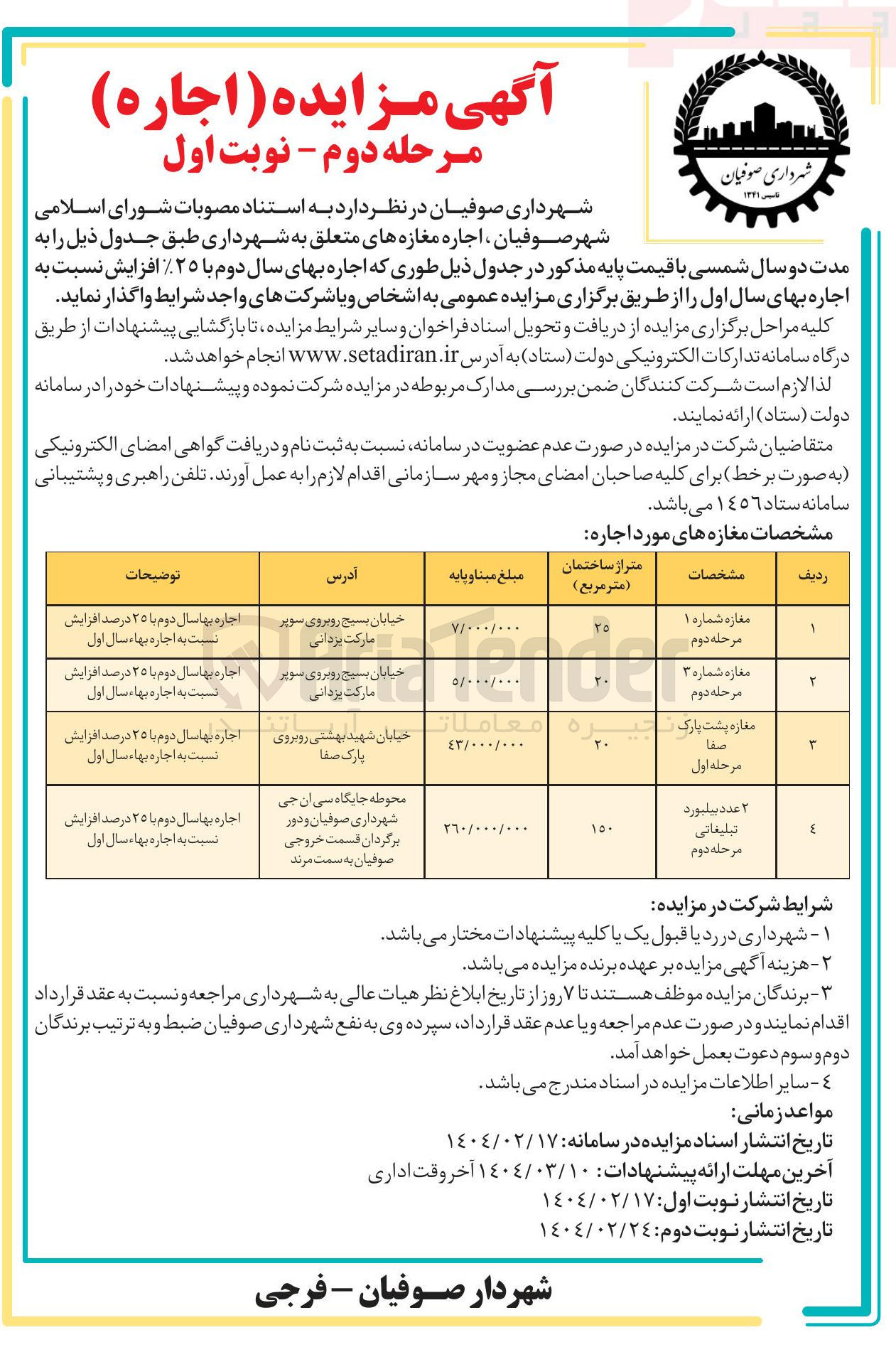 تصویر کوچک آگهی اجاره 3 مغازه (مغازه شماره 1 و 3 و مغازه پشت پارک صفا)