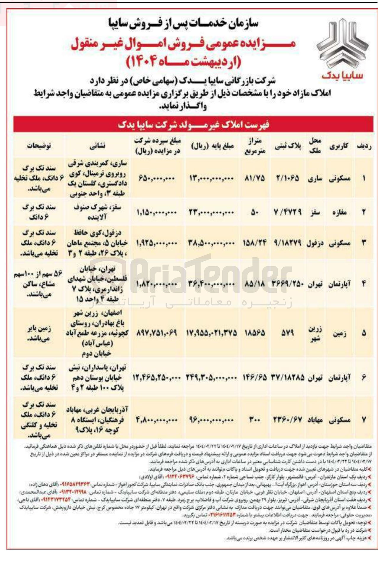 تصویر کوچک آگهی فروش املاک در 7 ردیف با کاربری مسکونی، تجاری