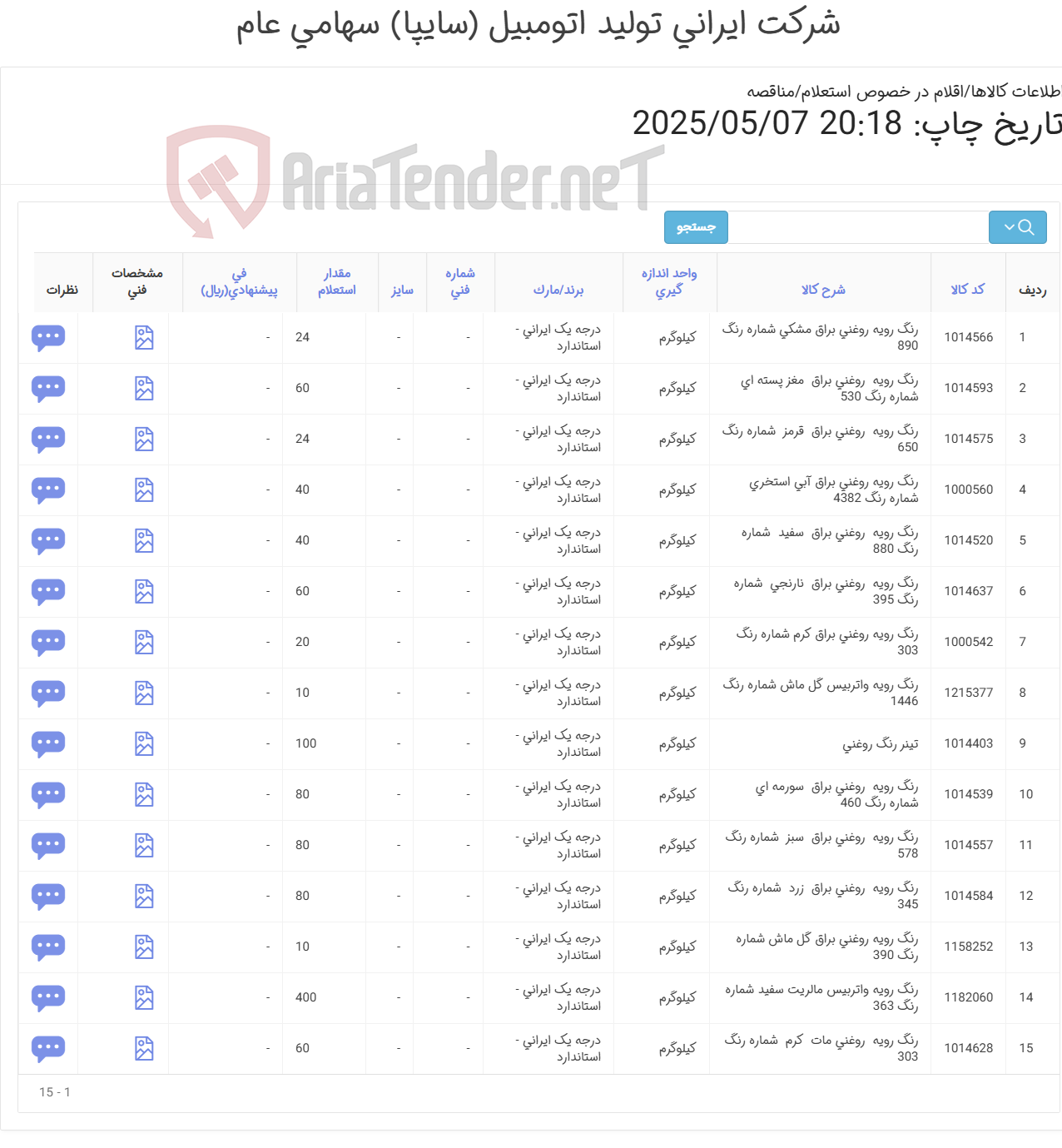 تصویر کوچک آگهی رنگهای ساختمانی (15 آیتم)