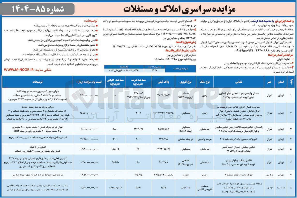 تصویر کوچک آگهی فروش املاک در 8 ردیف با کاربری مسکونی، صنعتی، تجاری