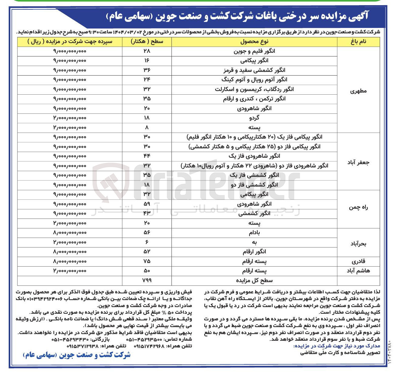 تصویر کوچک آگهی فروش سردرختی باغات مطهری - جعفرآباد - راه چمن - بحر آباد - قادری - هاشم آباد (انگور و گردو و پسته و به و ...)
