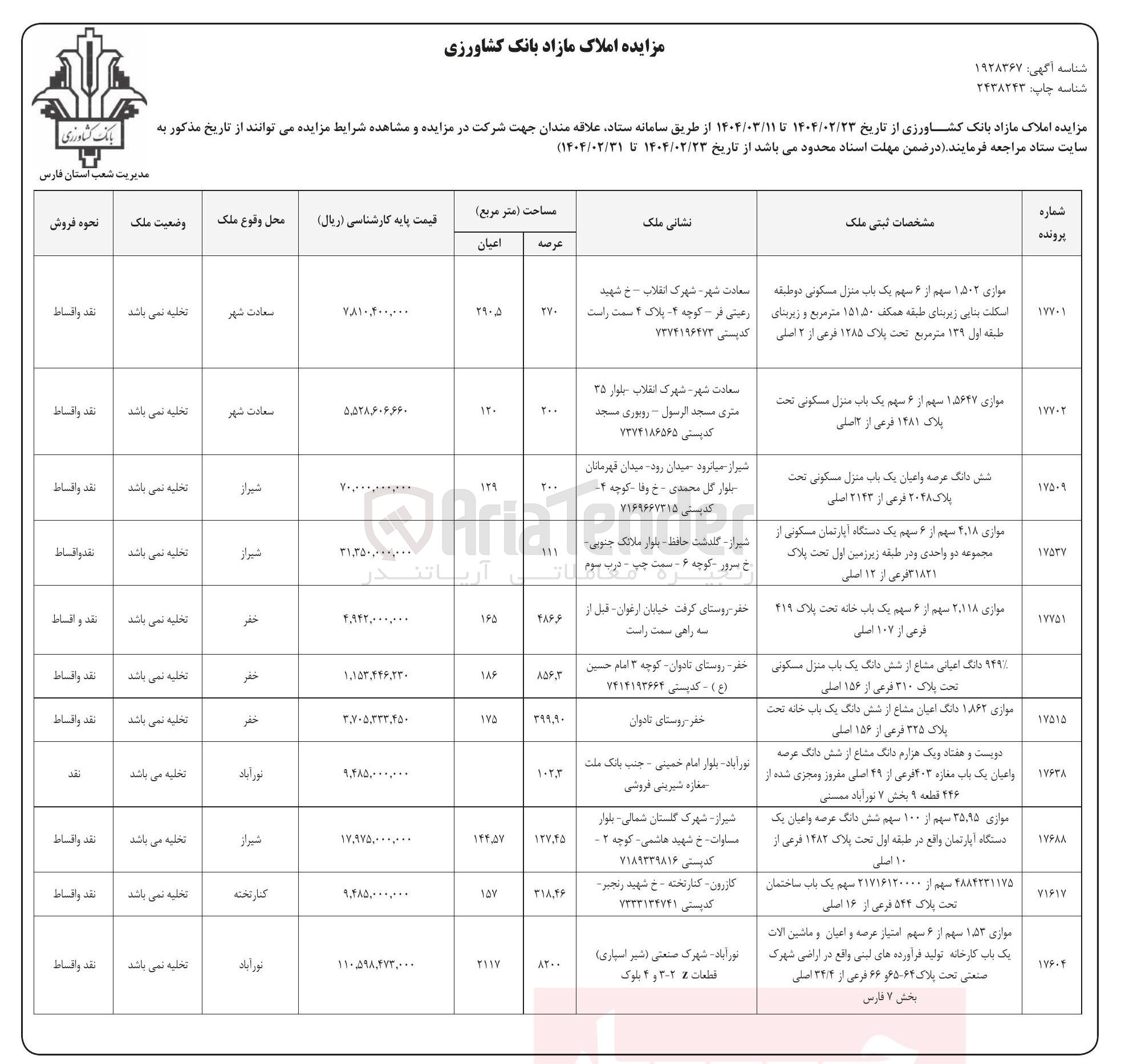 تصویر کوچک آگهی فروش املاک در 10 ردیف با کاربری مسکونی، تجاری، صنعتی