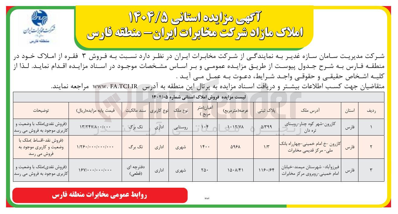 تصویر کوچک آگهی  فروش ۳ فقره از املاک با کاربری اداری
