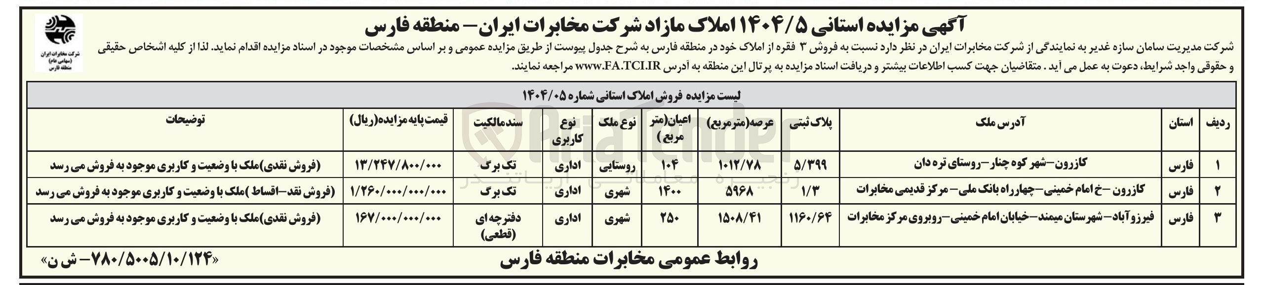 تصویر کوچک آگهی فروش 3 فقره از املاک با کاربری اداری
