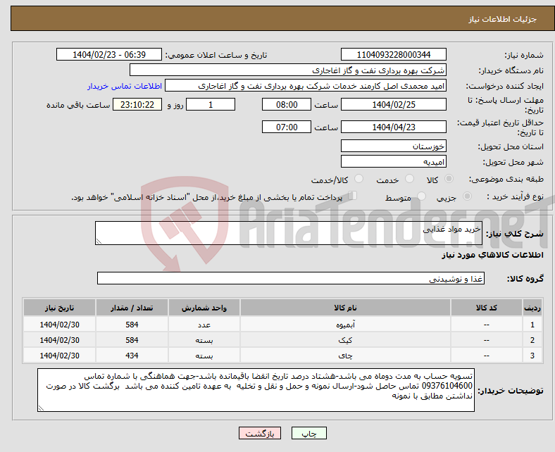 تصویر کوچک آگهی نیاز انتخاب تامین کننده-خرید مواد غذایی
