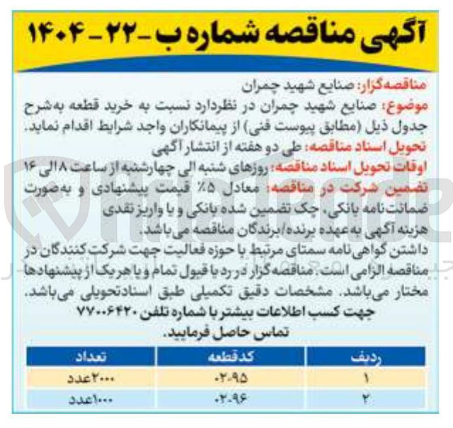 تصویر کوچک آگهی خرید قطعه با کد 96-02 به تعداد 1000 عدد