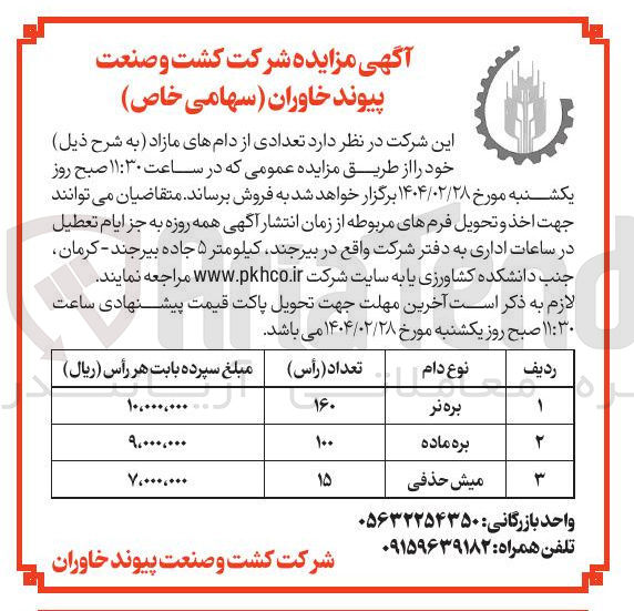 تصویر کوچک آگهی فروش تعدادی از دام های مازاد (بره نر - بره ماده - میش حذفی)