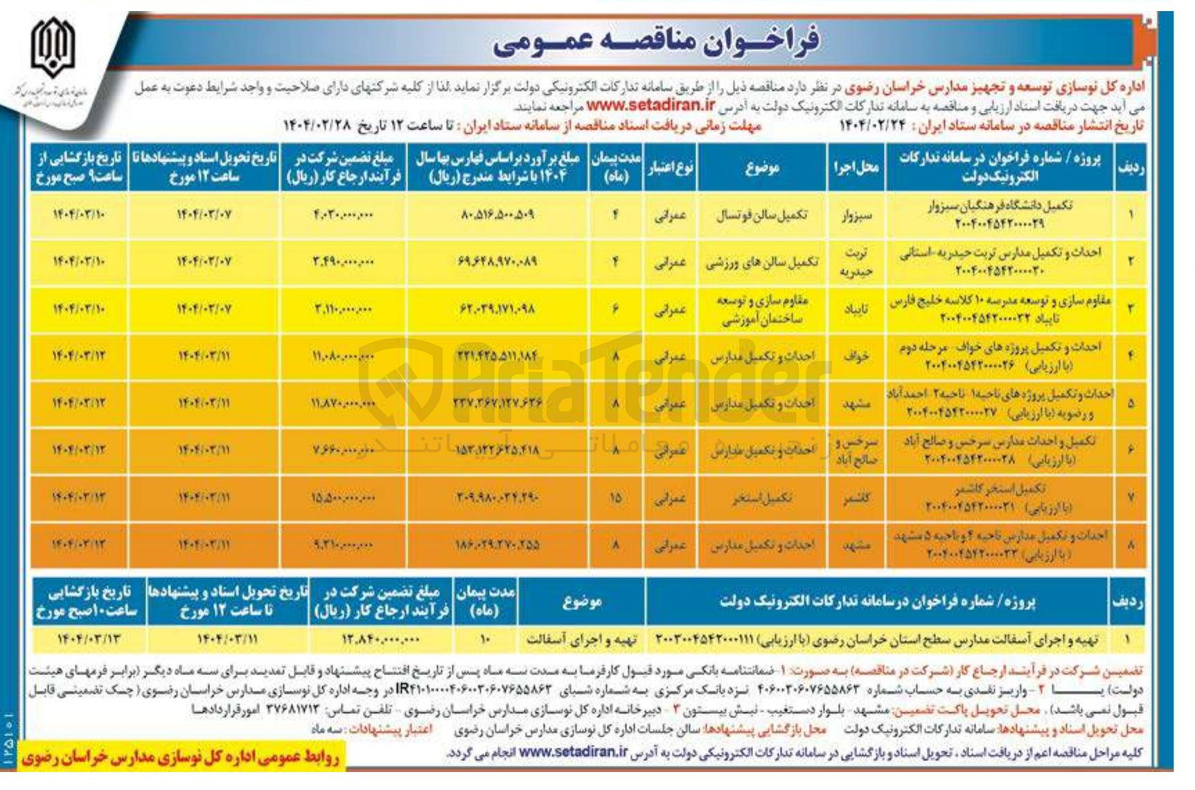 تصویر کوچک آگهی تهیه و اجرای آسفالت مدارس 