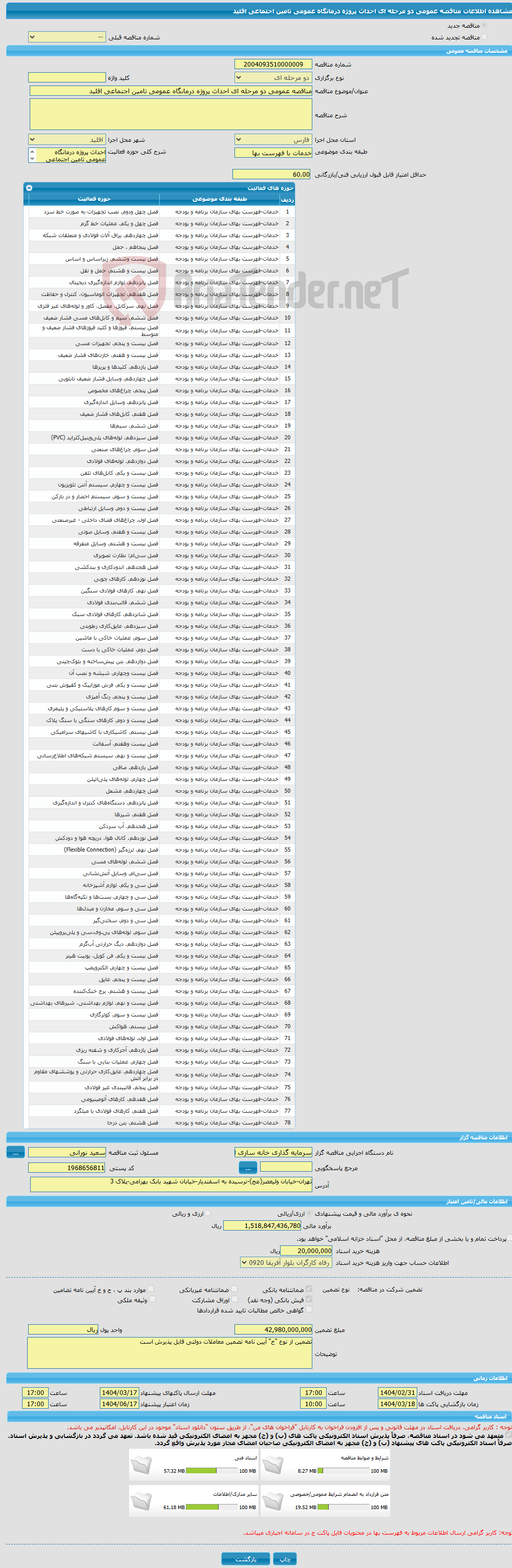 تصویر کوچک آگهی مناقصه عمومی دو مرحله ای احداث پروژه درمانگاه عمومی تامین اجتماعی اقلید