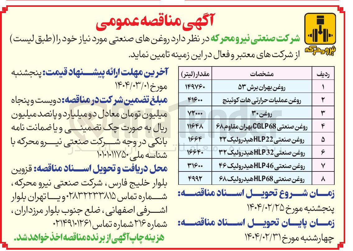 تصویر کوچک آگهی روغن صنعتی HLP22 هیدرولیک ۲۲ 

