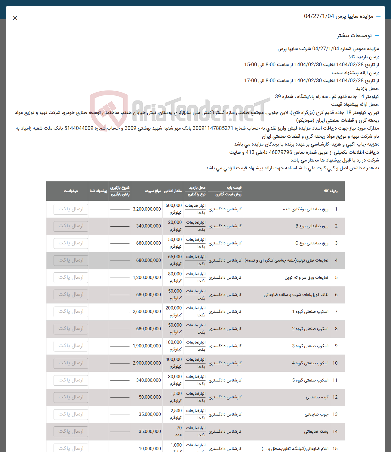 تصویر کوچک آگهی فروش اقلام  ۱۴ ردیف بشکه ضایعتی،اسکرپ ضایعاتی،چوب،ورق