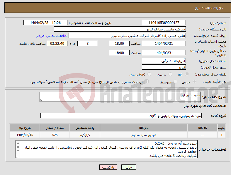تصویر کوچک آگهی نیاز انتخاب تامین کننده-سود سوز آور