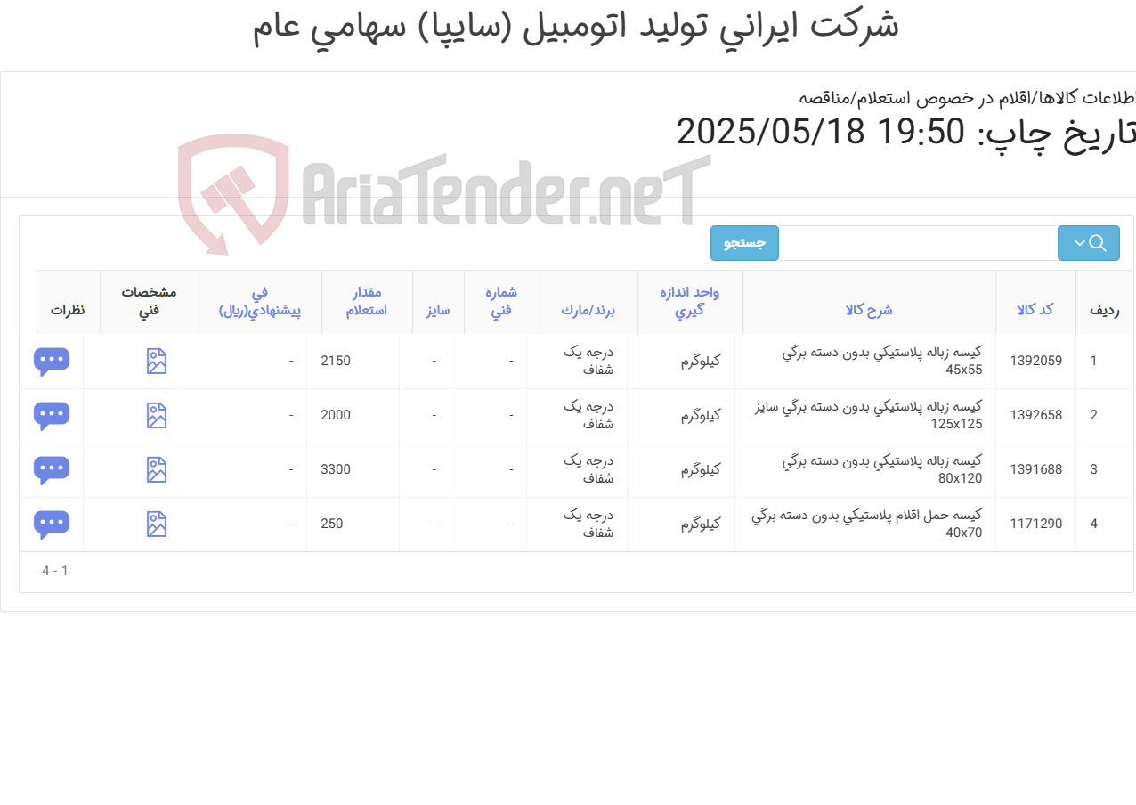 تصویر کوچک آگهی کیسه حمل پلاستیکی